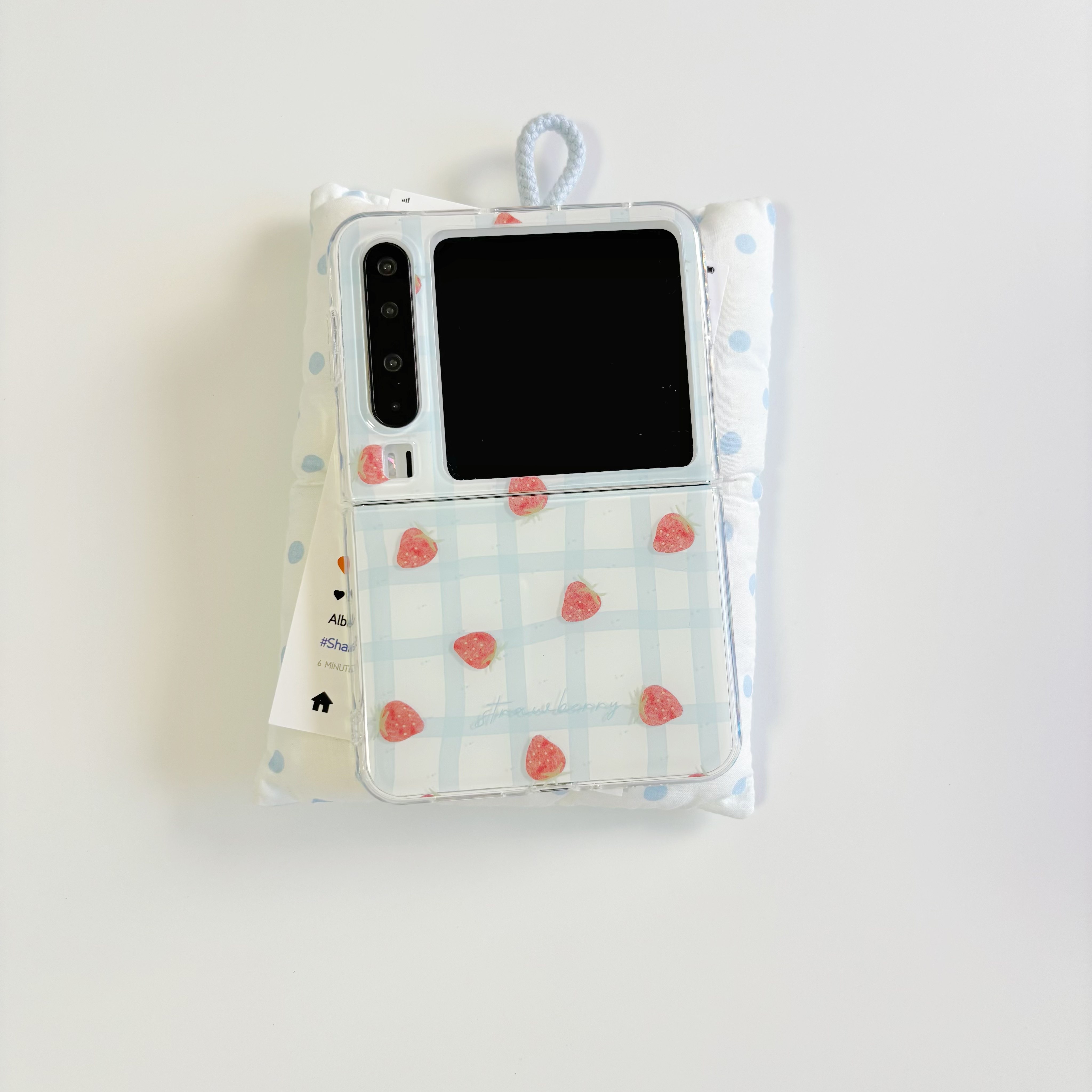 ins韩风清新蓝格子草莓适用于华为purax手机壳阔折叠适用于华为purax典藏版保护套软边壳