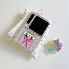 ins少女心格子小熊兔子适用于华为purax手机壳小折叠适用于小米mixflip2磁吸壳适用于三星zflip7