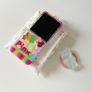 6适用于华为pocket2硬壳 ins韩素希同款 软糖熊适用于小米mixflip2手机壳磁吸小折叠适用于三星zflip7