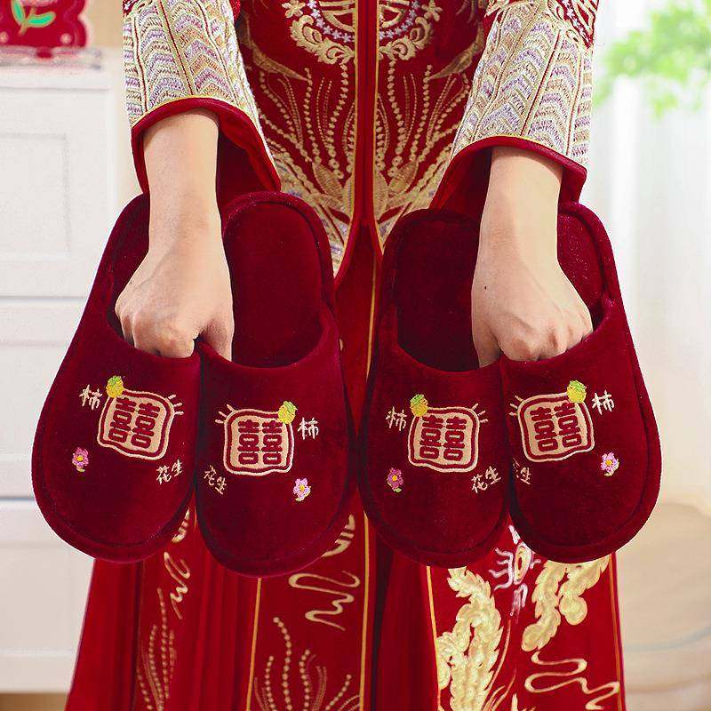 结婚拖鞋新婚女方陪嫁婚礼高级感喜庆红色一对情侣鞋婚庆用品大全,节庆用品/礼品,陪嫁用品套装,淘宝优惠券,粉丝福利购,淘宝优惠卷
