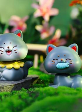 新款萌宠守护喵部落3摇头摆件加菲猫布偶猫桌面树脂摆件厂家直销
