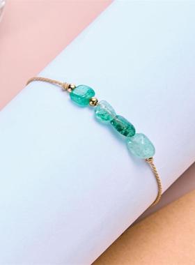 亚马逊新款热卖12星座天然石手工编织卡纸手链欧美跨境原石串珠