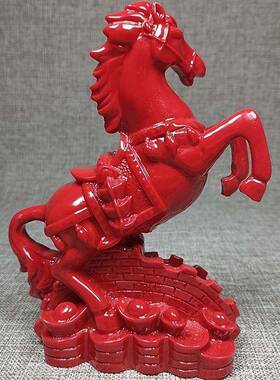 红朱砂马装饰摆件马到成功工艺品家居开业送礼物艺术办公室