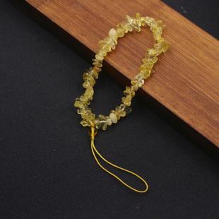 天然石黄水晶手机链女财源水晶碎石短款手腕绳挂饰防丢手机链挂