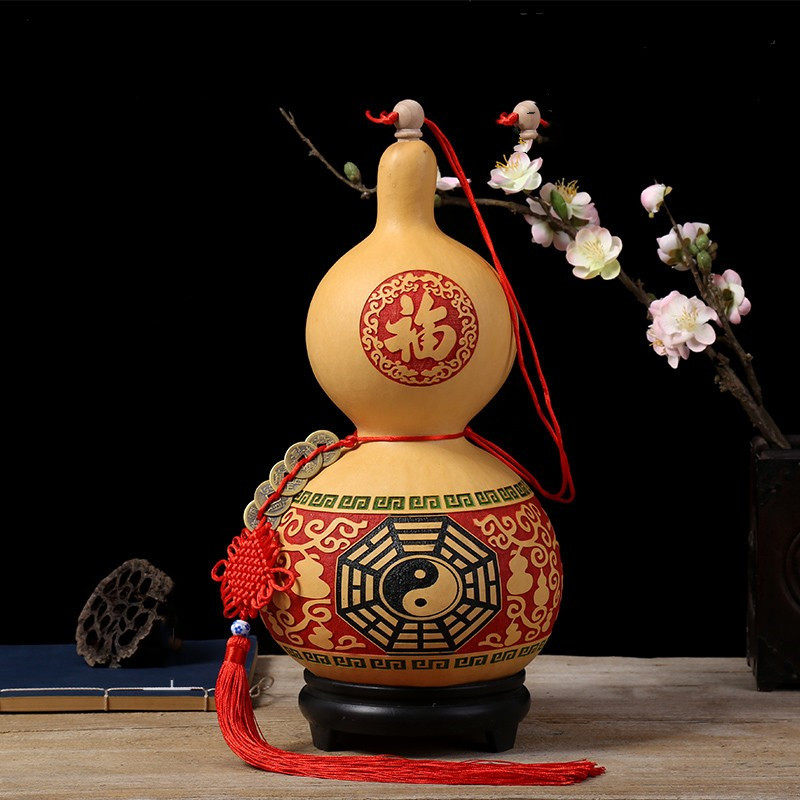 天然葫芦挂件开口八卦五帝钱横梁压顶居家摆件龙头招财