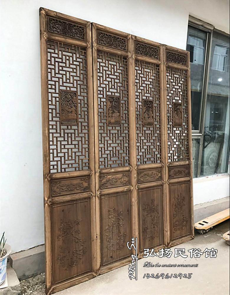 仿古屏风老隔扇老旧门窗雕花窗户酒店装修屏风复古隔断老隔扇屏i.