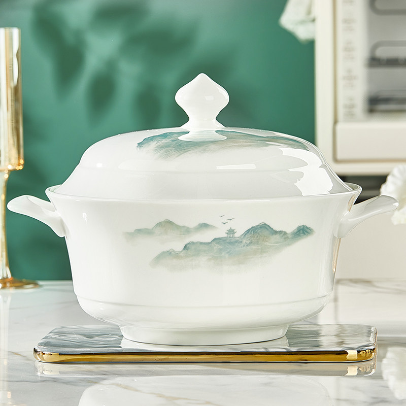 高档骨瓷汤煲家用2025新款高颜值大容量酸菜鱼双耳大号带盖汤锅