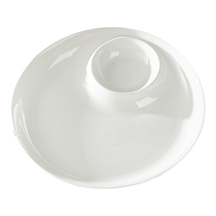 纯白陶瓷饺子盘带醋碟装虾盘三文鱼刺身刺身子母盘白灼虾盘子菜盘