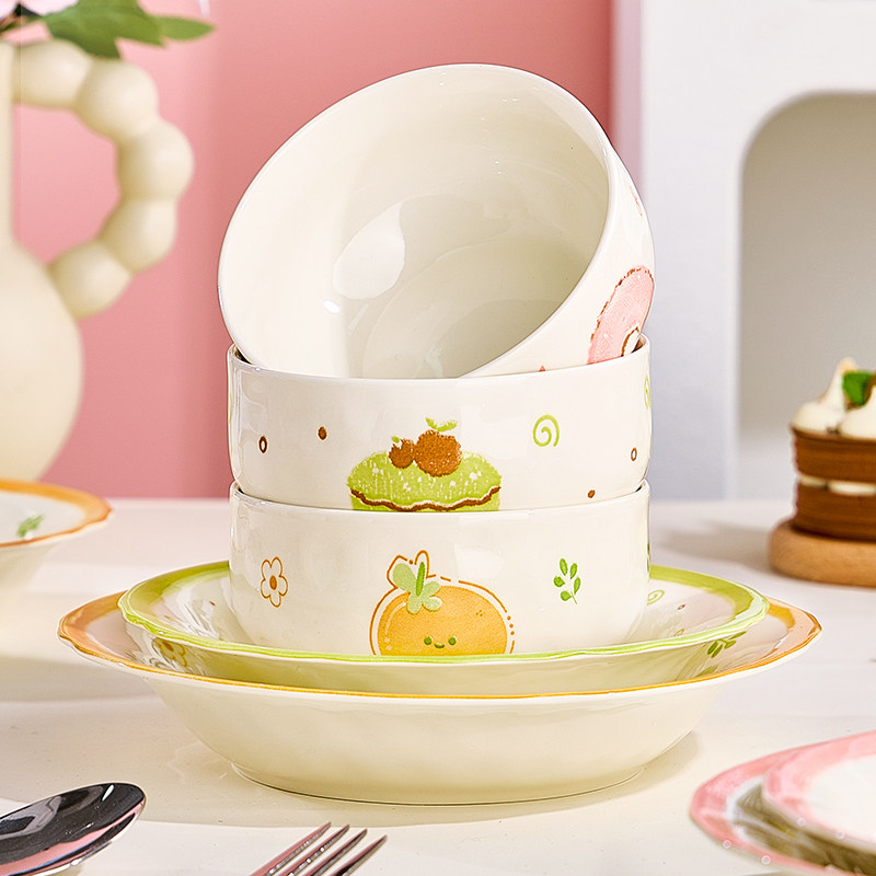 加厚陶瓷碗家用2026新款高颜值釉下彩好看的米饭微波饭碗盘碟餐具,餐饮具,碗,淘宝优惠券,粉丝福利购,淘宝优惠卷