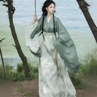 绝美战国袍秋冬魏晋风古装舞蹈服超仙西汉服直裾曲裾袍襦裙舞蹈服