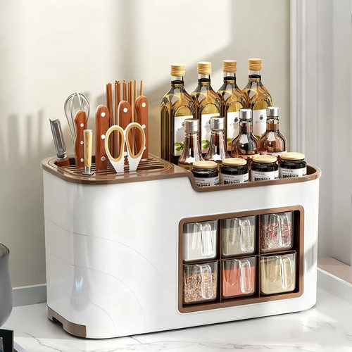 调料盒6格一体家用厨房调味料盐味精罐多格大容量佐料盒收纳味盒