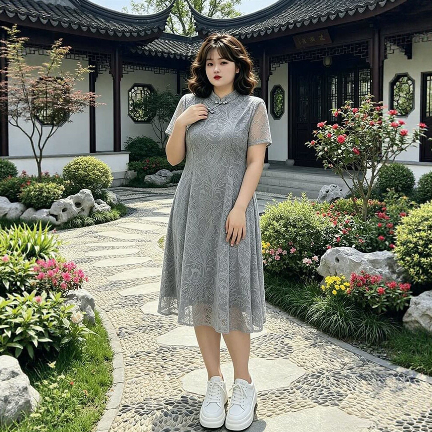 大码胖mm巨遮肚旗袍中式国风改良加肥加大显瘦胖妹妹连衣裙子大气
