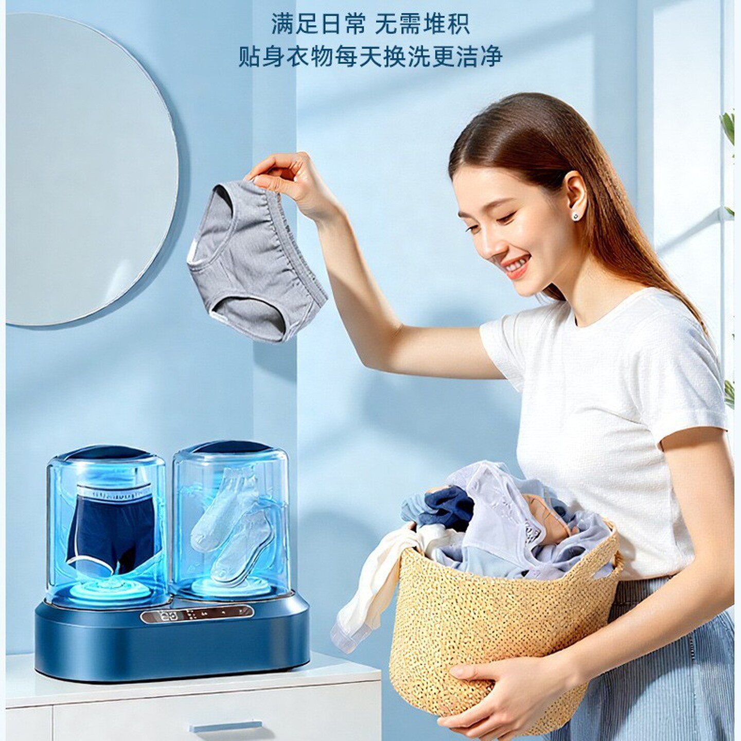 一机二桶小洗衣机折叠迷你袜子双筒涡轮小型双仓婴儿洗内衣裤神器