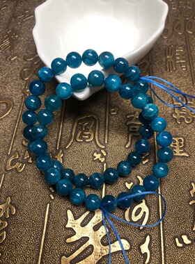 蓝磷灰手串天然老矿五行强力补水财磷灰石原矿情侣佛珠手链饰礼物