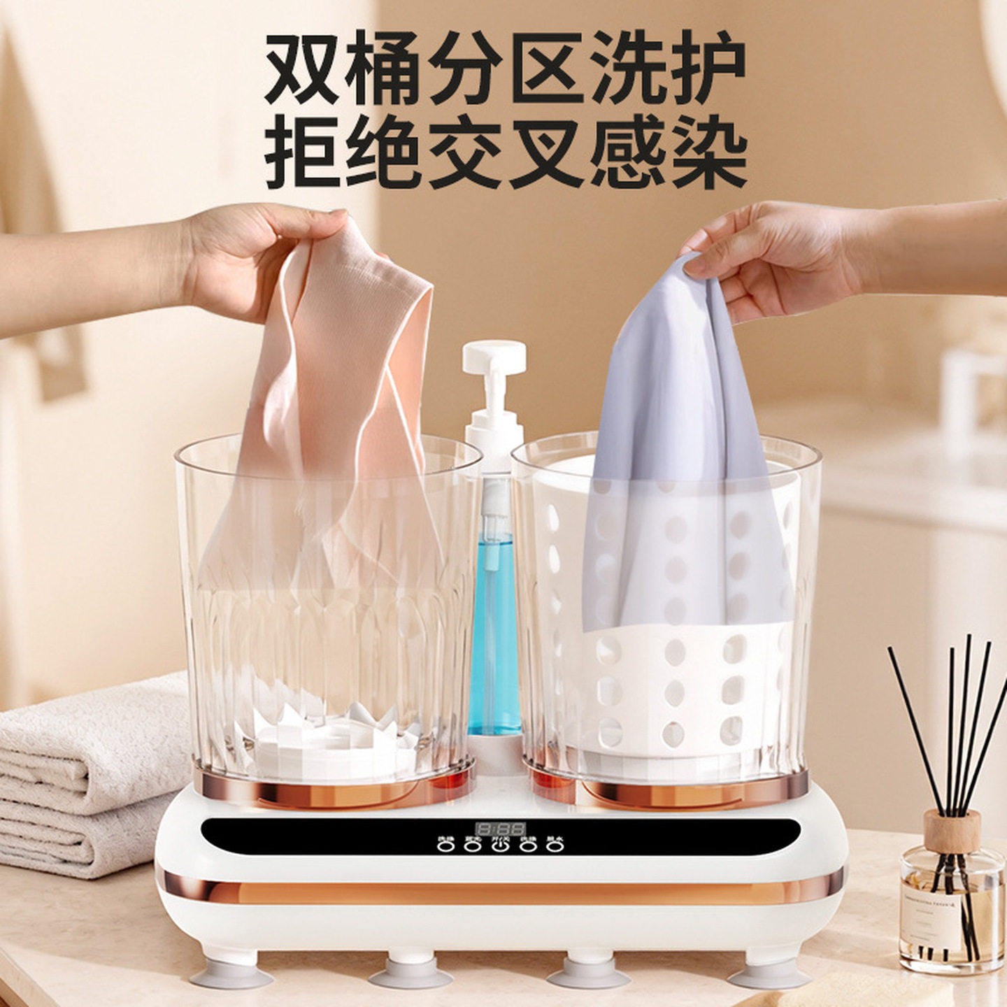 一机二桶小洗衣机小型迷你全自动母婴儿双筒寝室洗袜子内衣裤神器
