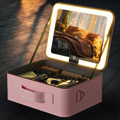 带LED灯化妆包带镜子化妆箱新款 便携式 大容量化妆品收纳盒补妆包