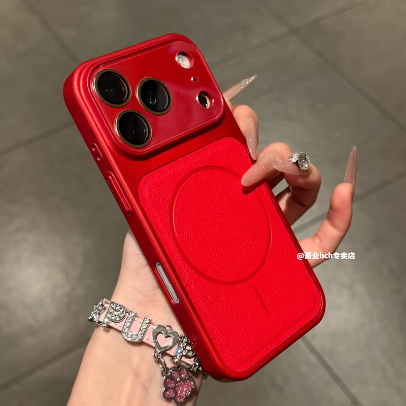 秒变17大视窗荔枝皮纹适用苹果17Promax手机壳iPhone16pro带镜头膜15pro简约高级14磨砂13磁吸全包保护套男女