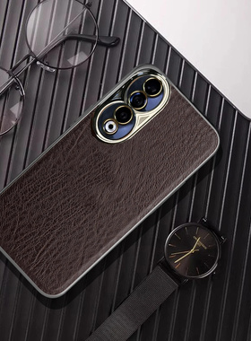 适用于荣耀80手机壳新款高档电镀树纹贴皮荣耀80pro高端磨砂超轻薄防摔ry80商务男士全包保护套