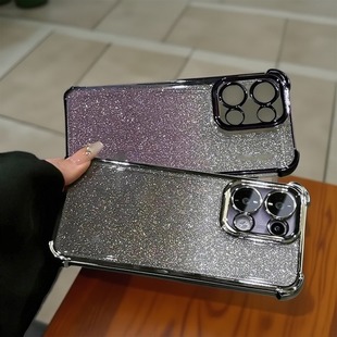 自带镜头膜适用opporeno13手机壳新款reno14四角气囊防摔闪粉电镀reno13pro透明全包高级感男女reno15保护套