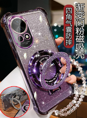 适用华为nova13手机壳透明闪粉电镀气囊BLK-AL80镜头全包NOVA13PRO带支架MIS-AL00高级14pro新款女nove13软壳