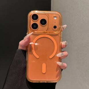 高级适用iphone17promax手机壳星宇橙新款苹果17带ai按键一体16pro保护壳透明磁吸15不变色超好看14全包防摔p