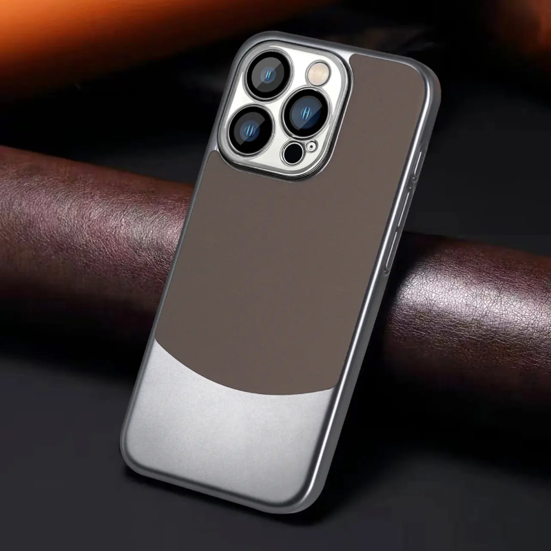 高级感钛金属漆皮绒适用苹果15promax手机壳iphone14pro带