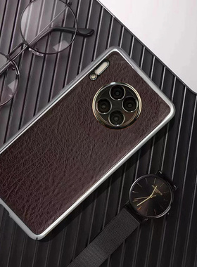 适用于华为mate30pro手机壳新款高档电镀树纹贴皮mt30高端磨砂超轻薄防摔商务男士全包保护套