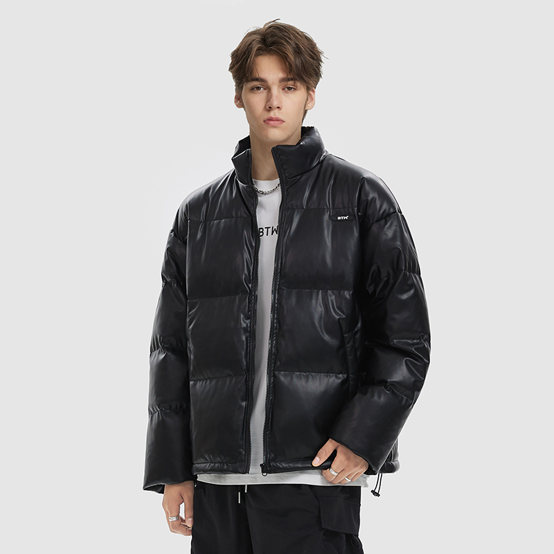 BTW加厚秋冬pu皮羽绒服