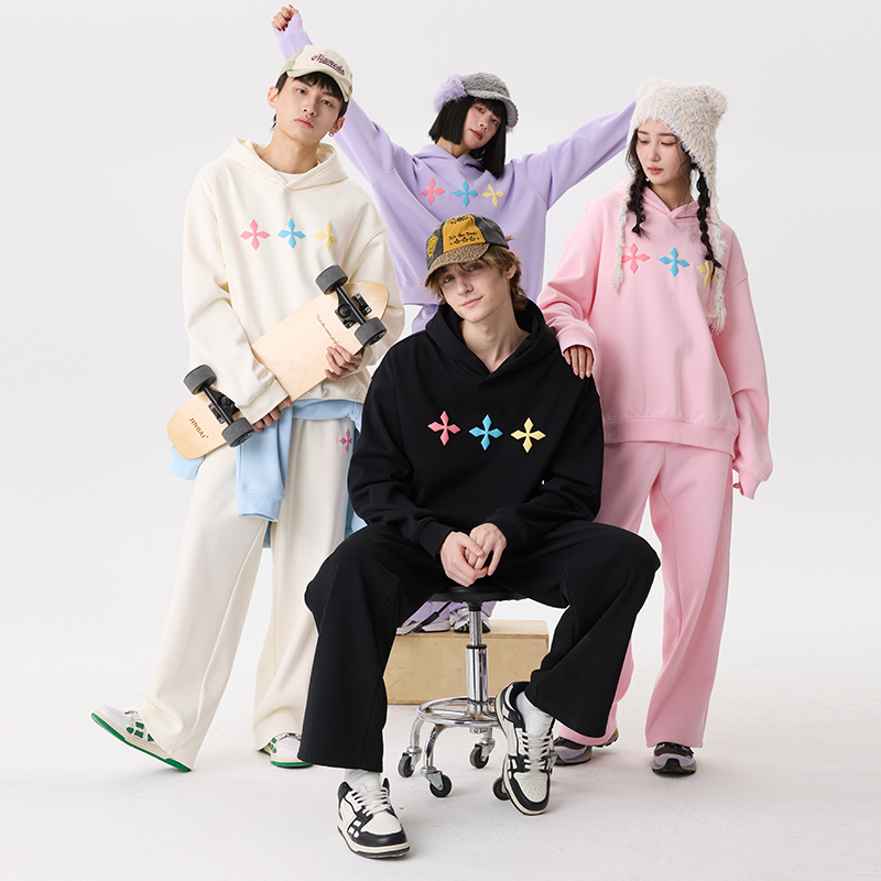 经典LOGO加绒连帽卫衣情侣款