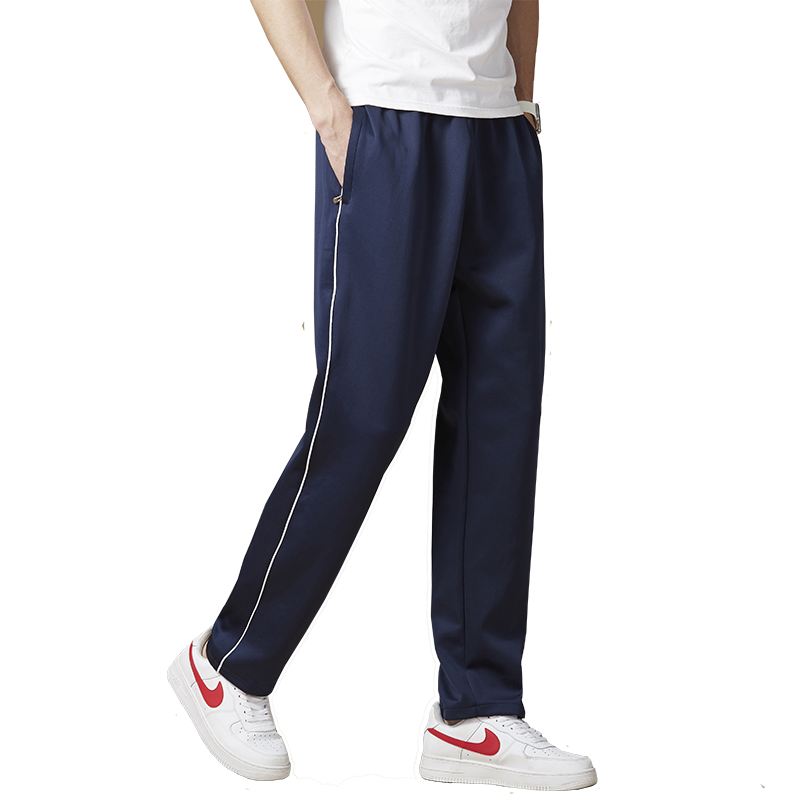 夏季校服褲子男速干冰絲藏藍(lán)色小學(xué)生高中生一道二條杠藏青色校褲