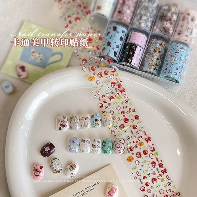 卡通美甲转印贴纸网红新款爱心蝴蝶结小熊DIY涂鸦美甲工具转印纸