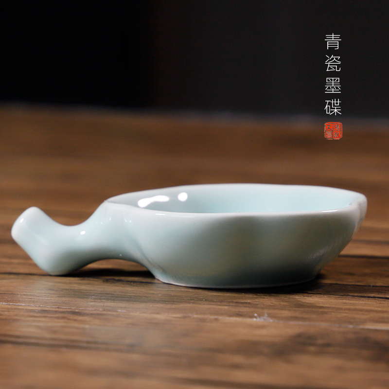 文房四宝多功能陶瓷墨碟书法墨盘