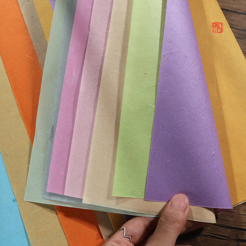 生宣手工加厚高档彩色云龙皮纸