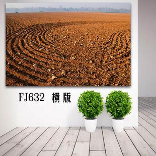 平原黄土田野农田风景贴画简约客厅带框挂画黄色土地风水壁画墙贴