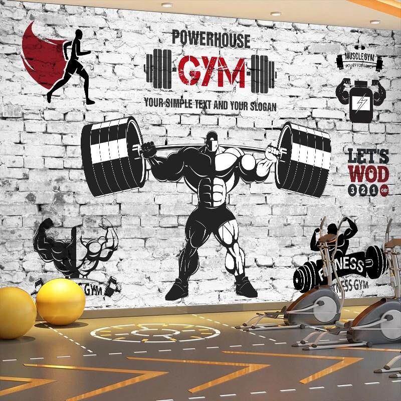 健身房墙面装饰画海报拳击搏击墙纸贴画工业风运动涂鸦背景墙贴纸