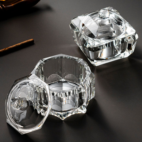 带盖防风防烟烟灰缸水晶玻璃