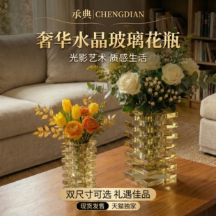 北欧简约方形玻璃花瓶客厅插花餐桌创意水培花瓶水晶花瓶家居摆件