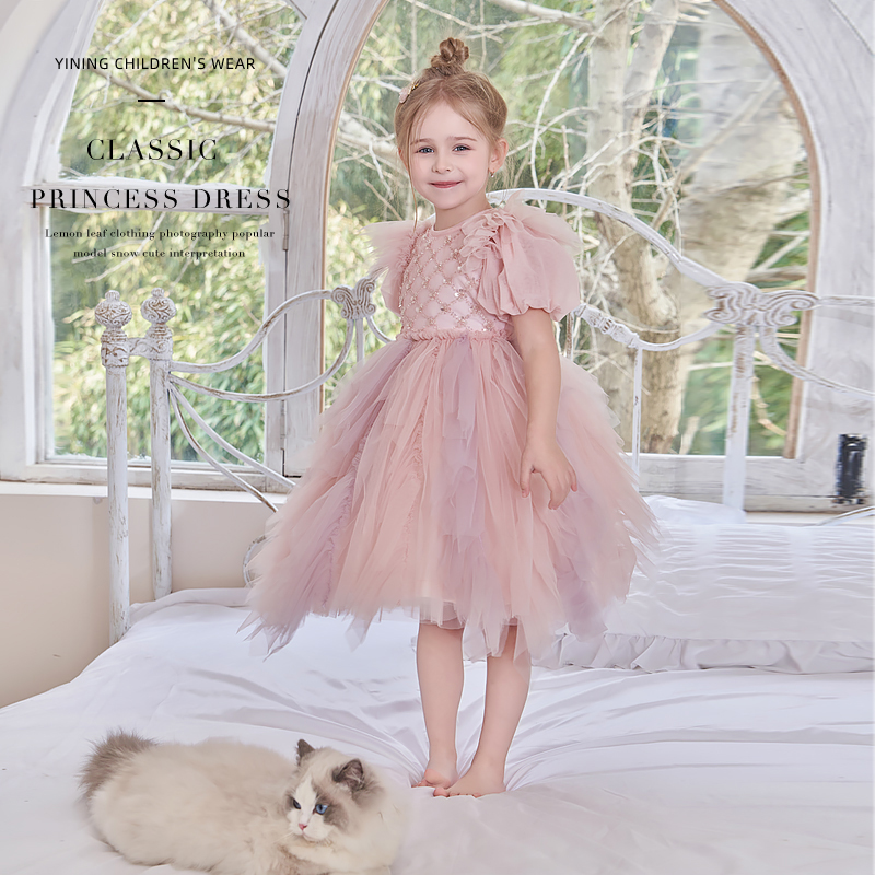 女童夏季新款公主裙粉色儿童纱裙小女孩连衣裙夏装大宝宝蛋糕裙子
