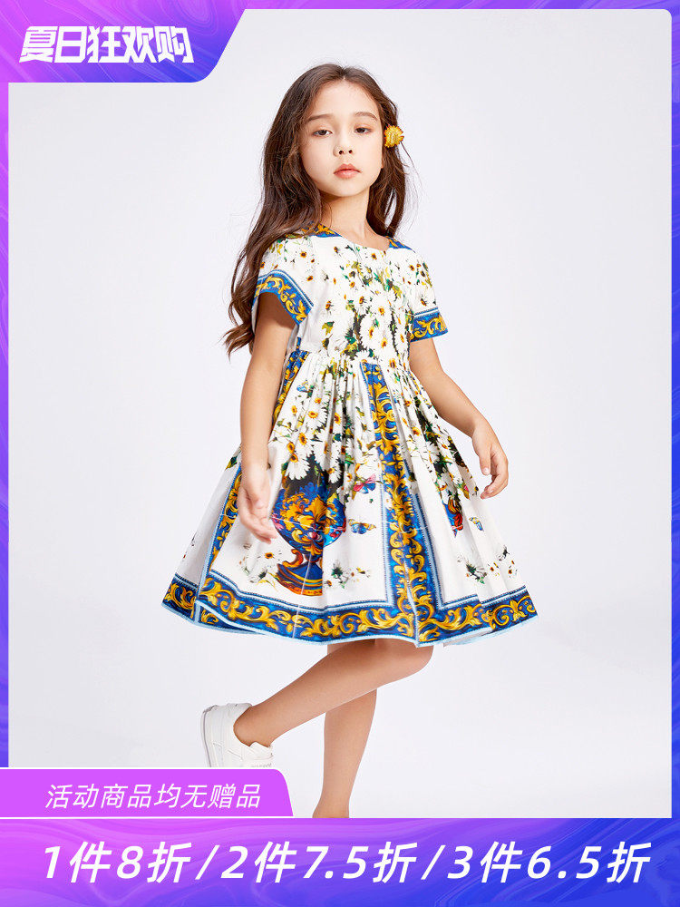 Summer Girls dress 2021 summer new style children's princess dress children's foreign school baby cotton small skirt