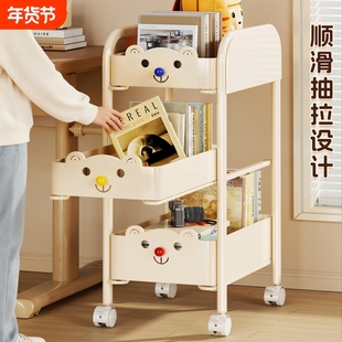 书包置物架卧室桌下多层放书包带滑轮宿舍可移动小推车书本收纳柜
