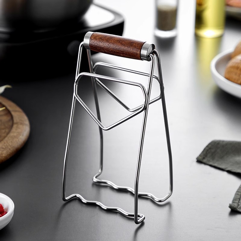 家用厨房夹碗器不锈钢304花梨木防烫夹砂锅碗碟多功能夹盘器套装