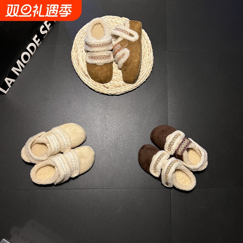 2025年秋冬季新款民族风百搭网红休闲舒适两穿平跟半包单鞋