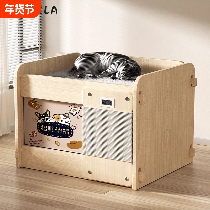 实木宠物猫窝冬天保暖封闭式房子猫狗窝四季通用别墅屋睡窝室内