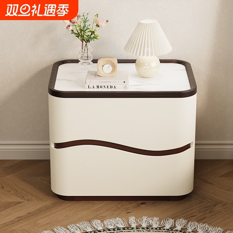 2025新款全实木床头柜家用卧室床边柜现代简约储物柜两抽柜免安装