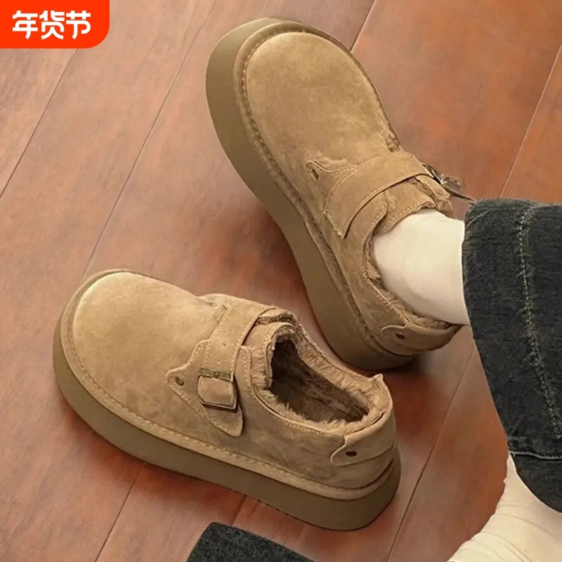 厚底圣诞加绒勃肯鞋女2025秋冬季毛毛乐福鞋博肯棉鞋子雪地靴毛绒,女鞋,时尚雪地靴,淘宝优惠券,粉丝福利购,淘宝优惠卷