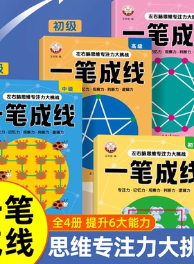 6-12岁儿童全脑思维一笔成线专注力逻辑思维训练智力开发数感启蒙sz幼儿左右脑开发思维训练小学生益智思维逻辑训练书
