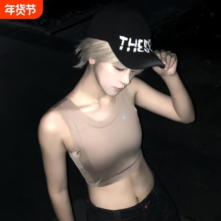 无痕侧拉链乳胶束胸背心夏季大胸显小帅T超平运动内衣女防震隐形