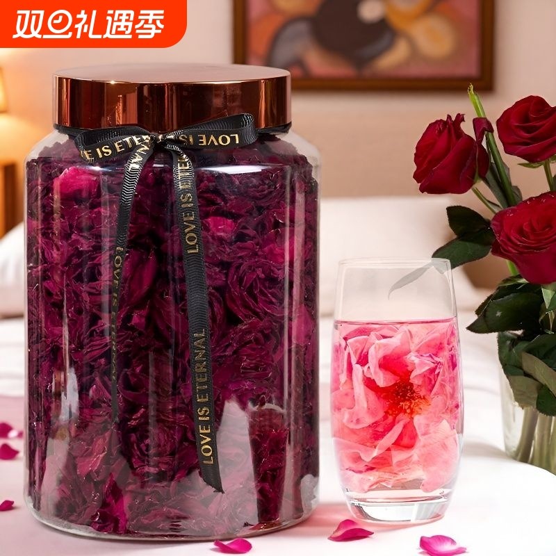 无硫墨红玫瑰云南花茶正品罐装礼盒泡过年官方好吃的店玫瑰花120g