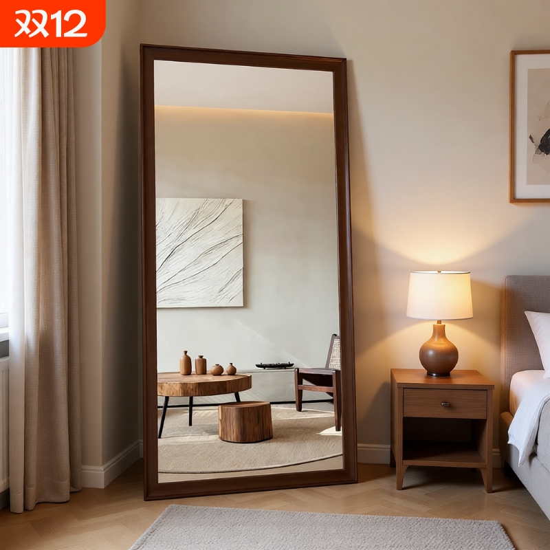 北欧风穿衣镜全身镜贴墙法式家用卧室落地镜服装店试衣镜复古镜子