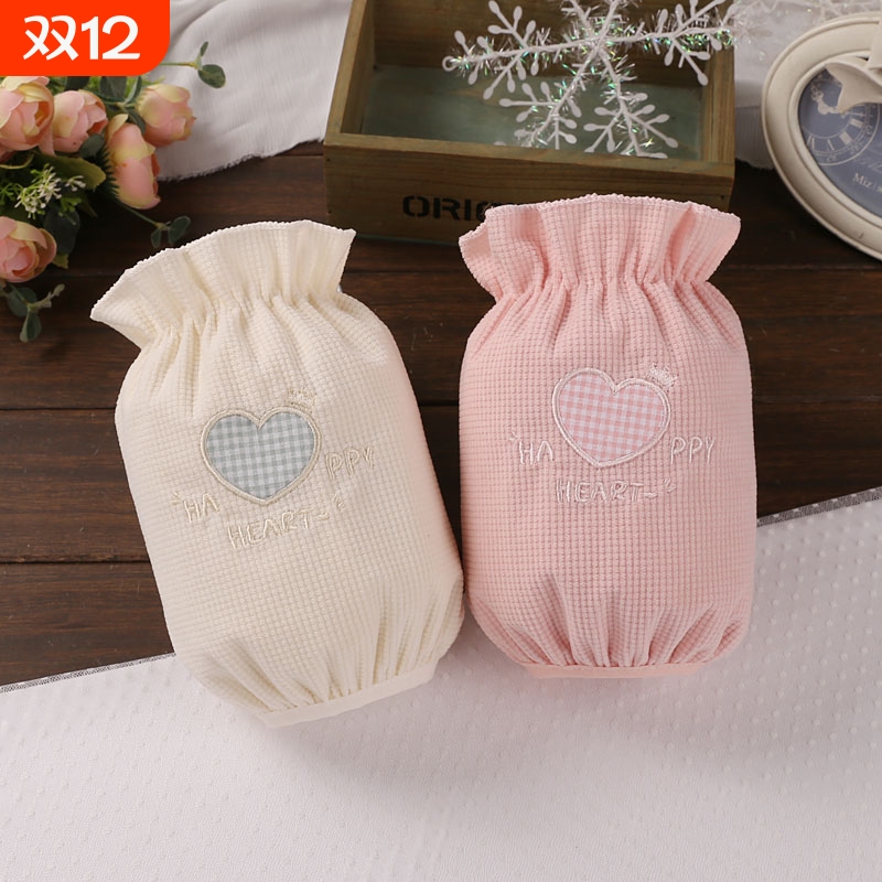 细格子心形防脏耐用套袖短款白色